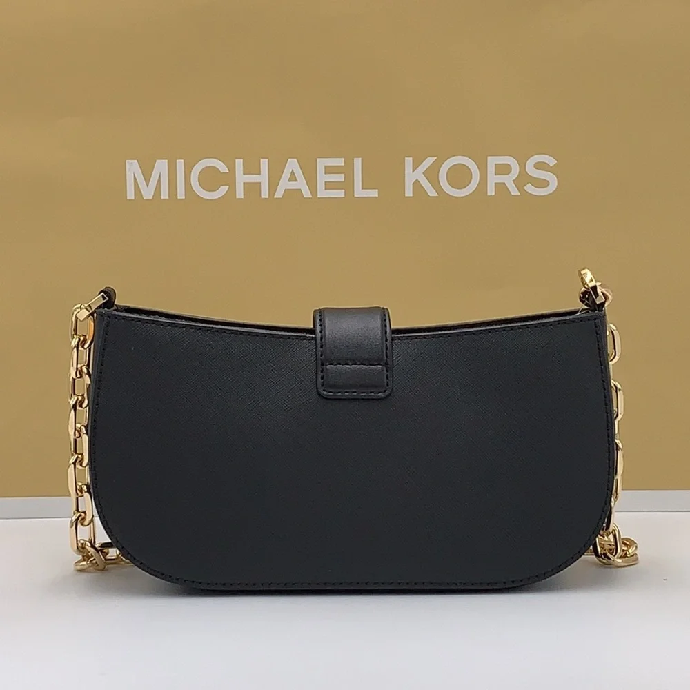 MICHAEL KORS Carmen Small Shoulder Pochette Bag Black NWT